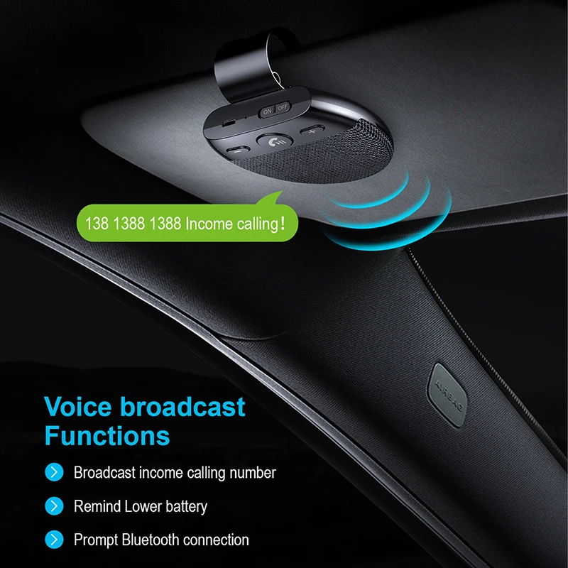 

V5.0 Speakers Wireless Vehicle Car Bluetooth Handsfree Car Kit Hands-free Bluetooth Speakerphone Sun Visor Car Accessories