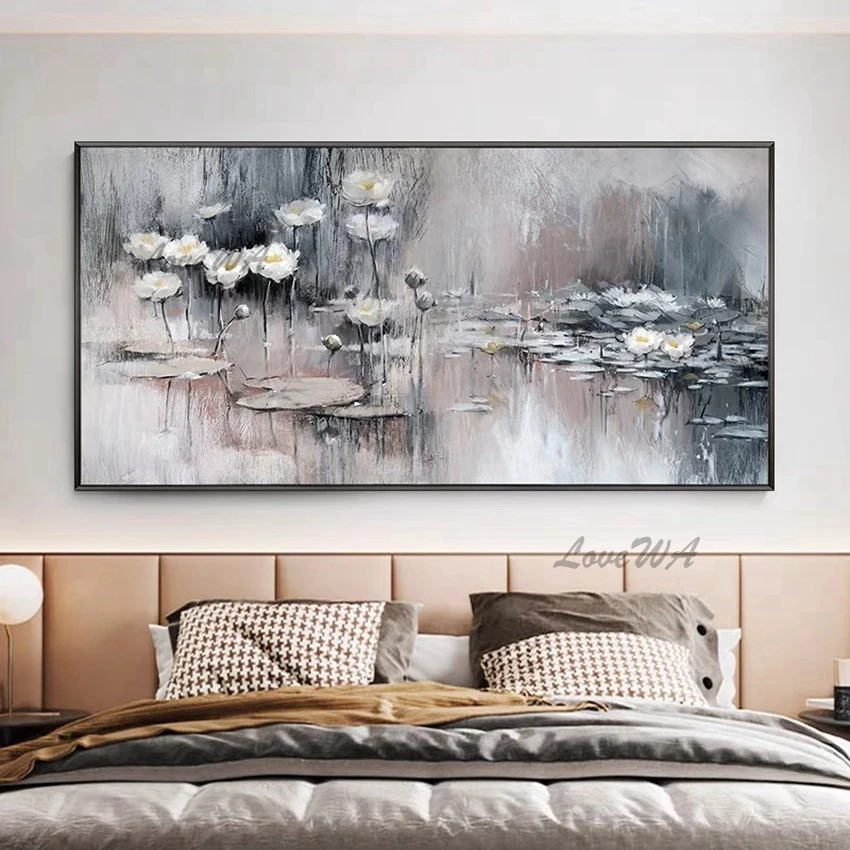 Синий абстрактный холст настенное искусство современная новая тяжелая текстура