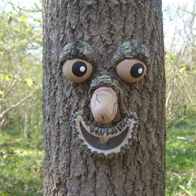 1 set of Bark Ghost Face Facial Features Decoration Easter Outdoor Creative Props Garden Decoration Outdoor