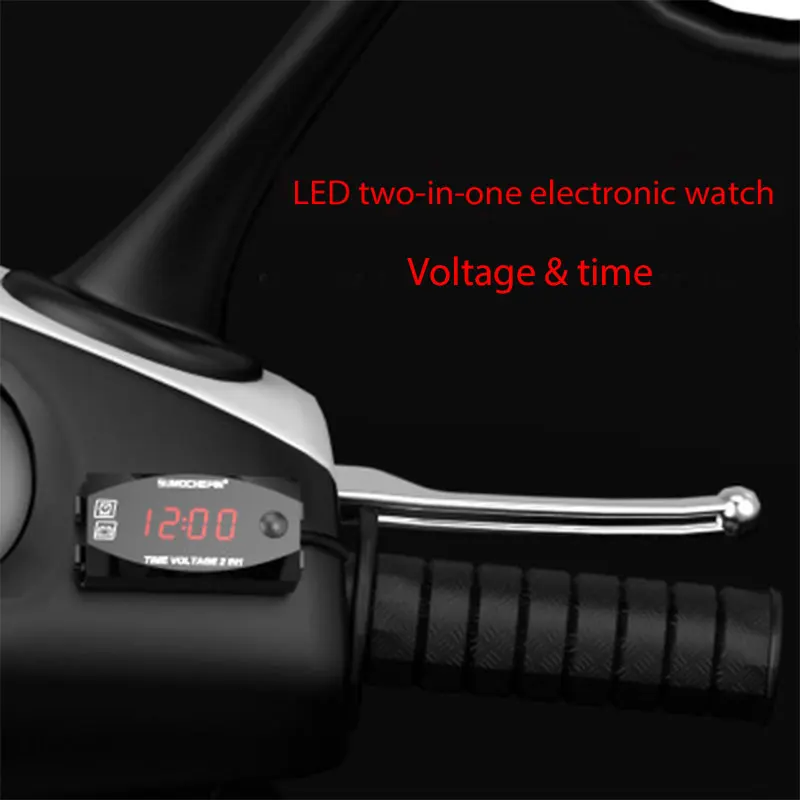 2-in-1 Voltmeter For Motorcycle Electric Vehicle Time Clock Multi-function With Digital Display | Автомобили и мотоциклы