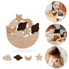 Деревянная подходящая игрушка для детей, строительные игрушки с планетами, детские строительные блоки Монтессори для раннего развития баланса, тренировочные блоки