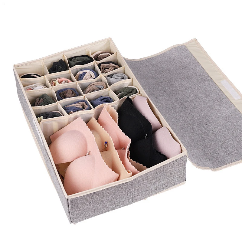 

HOOQICT 2 Size Underwear Bra Socks Storage Cabinet Boxes Home Bedroom Organizer Drawer Closet Organizer Clothes Collecting Case