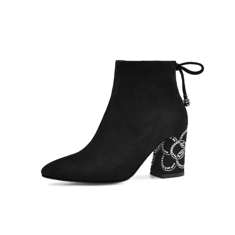 FEDONAS Pearl Embroider Women Ankle Boots High Heeled Prom Elegant Ladies Shoes Woman Warm Autumn and Winter Short Chelsea Boots