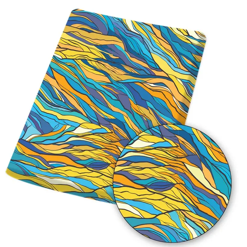 Полиэфирная хлопковая ткань в японском стиле морская волна узорная листы