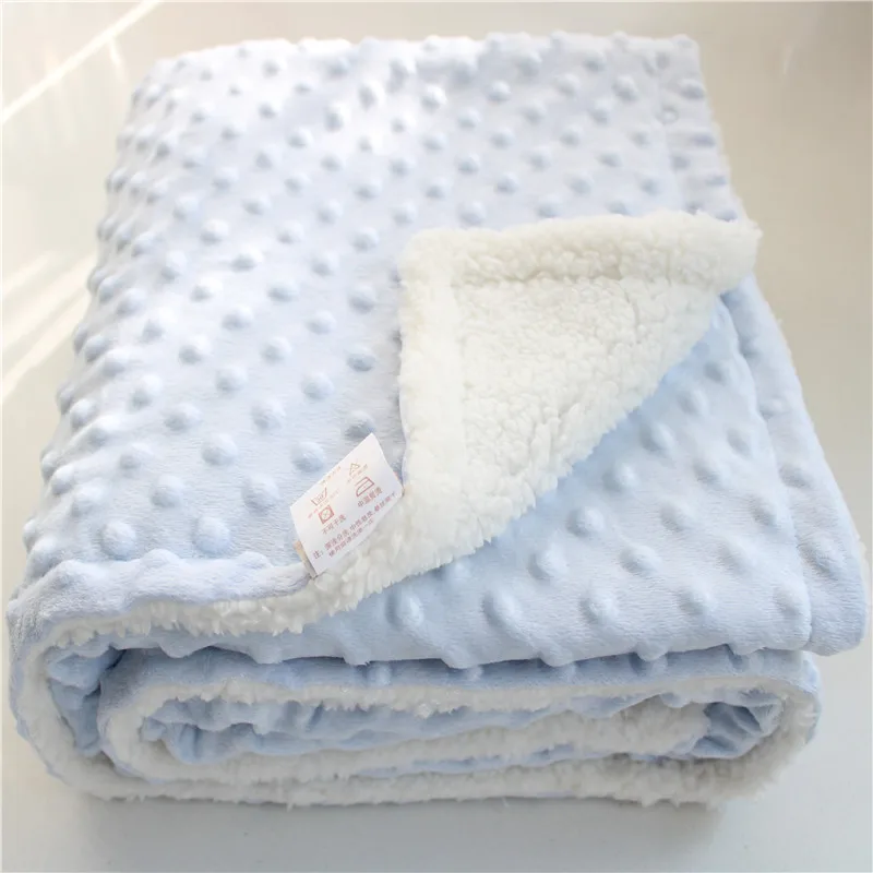 dot blue 80X110cm 2 слоя толстый зимний пушистый подстежка на искусственном меху, Пижама для младенцев; 3D плед красивое Пышное детское одеяло коврик для домашних животных одеяло детское одеяло теплое детское Пеленальное Одеяло - Цвет: dot blue 80X110cm