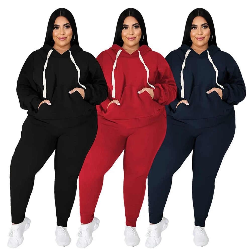 

Somoshein Autumn Winter 5XL Woman Clothing Casual Two Piece Sets Hooded Sweater Plus Size Women Tracksuit Wholesale Dropshipping