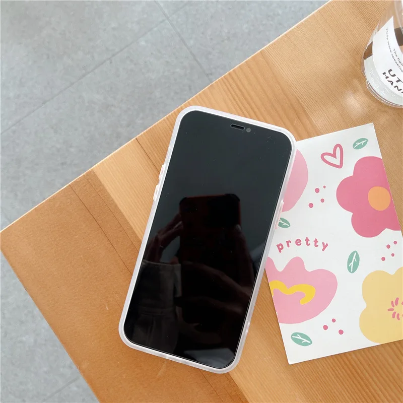 

Cute Flower Phone Case For IPhone 12 11 Pro Max X XR XS Max 8 7 Plus Love Heart Lens Soft Silicone Back Cover Fundas