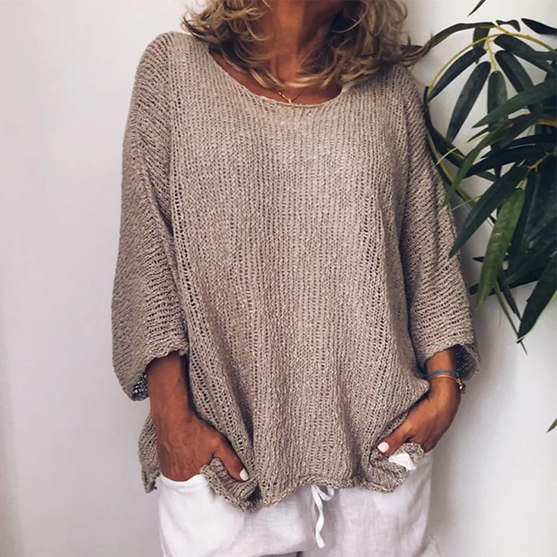 Большие размеры льняная Свободная блузка женская Мода Новые Топы Boho с длинным рукавом и круглым вырезом Женская рубашка размера плюс 4XL 5XL#67