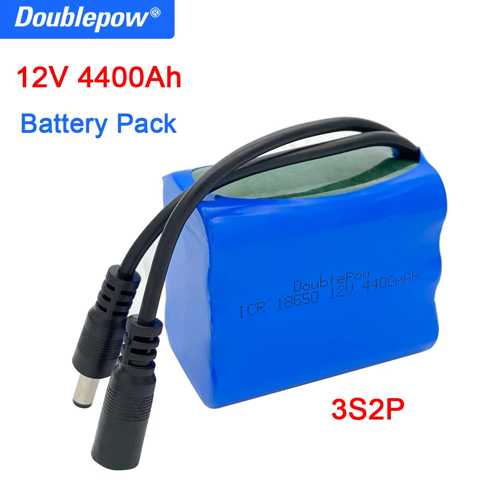 

Doublepow 12v 4.4 Ah 18650 Rechargeable batteries 12V 4400mAh with BMS Lithium Battery pack Protection Board For CCTV Camera