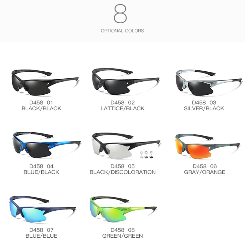 

DUBERY Men's Fashion Polarized Sunglasses Semi-frameless Design, Changeable Color Under Strong Light, Outdoor Travel Drivi D458