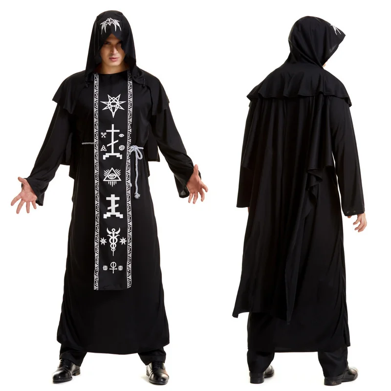 

New Halloween Couples Priest Wizard Black Clothing Masquerade Performance Costumes