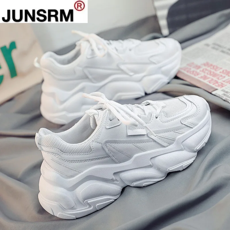 

White Breathable Tennis Basketball Sneakers Women Platform Chunky Wedges Dad Shoes Fashion Harajuku Casual Black Lace Up Zapatos
