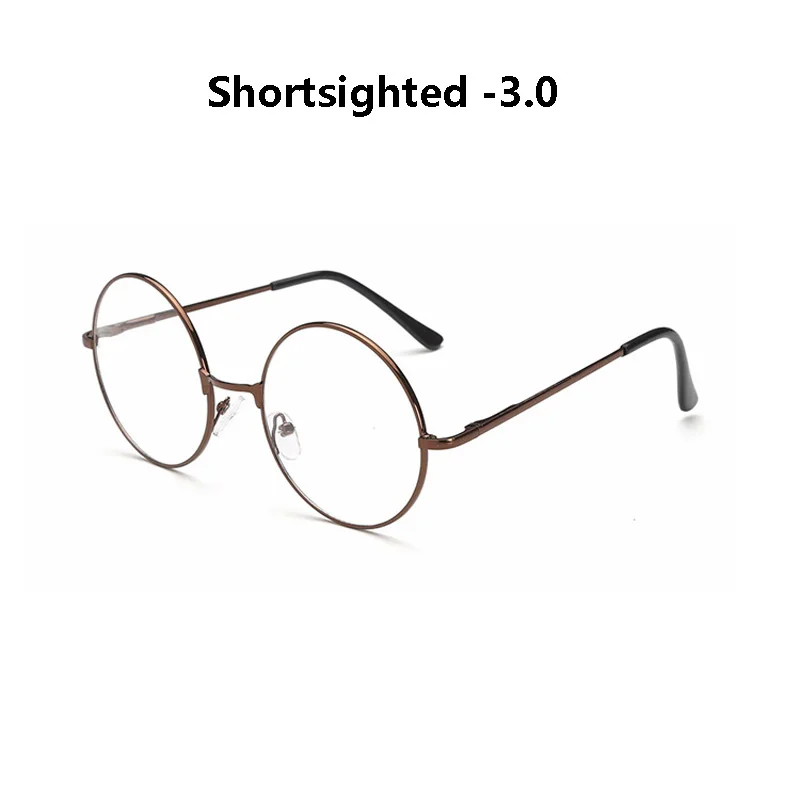 brown myopia 3.0 Zilead металлические очки близорукости круглые близорукие очки мужские и женские очки для близоруких с диоптрий-1.0to-4,0 - Цвет оправы: brown myopia 3.0