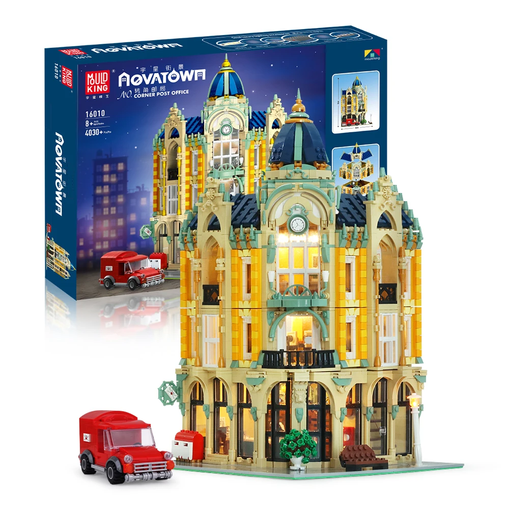 

Moc Post Office Building Blocks Modular Bricks City Architecture Street Led Light House Sets Assembly Mould King Kids Toys Boys