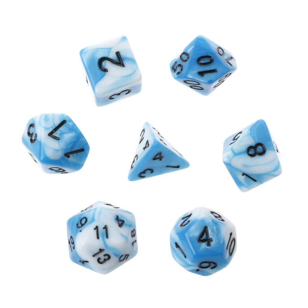 7 шт./компл. акриловые многогранные кости для TRPG настольной игры Подземелья и Драконы D4-D20