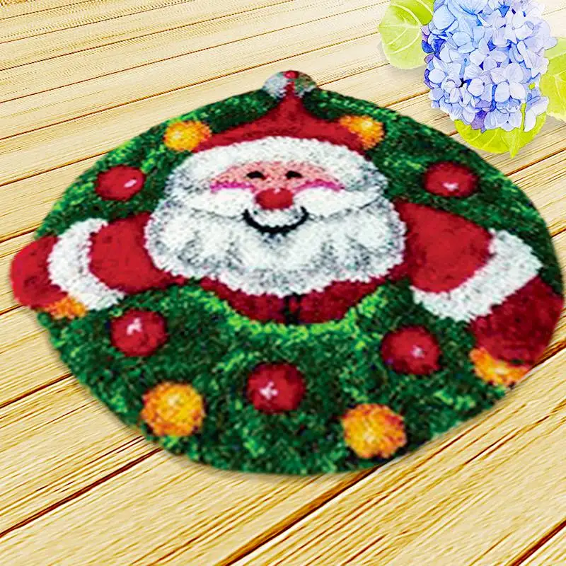 Christmas Embroidery Hook Rug Kit diy DIY Needlework Sets Unfinished Crocheting Yarn Mat Latch Picture Carpet Set F | Дом и сад