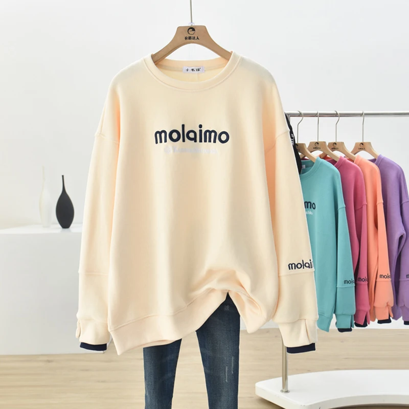 Women Sweetshirts Long Sleeve O Neck Casual Blouses Korean Fashion Vintage Autumn Clothes Solid Color Hoodie Harajuku Pullover