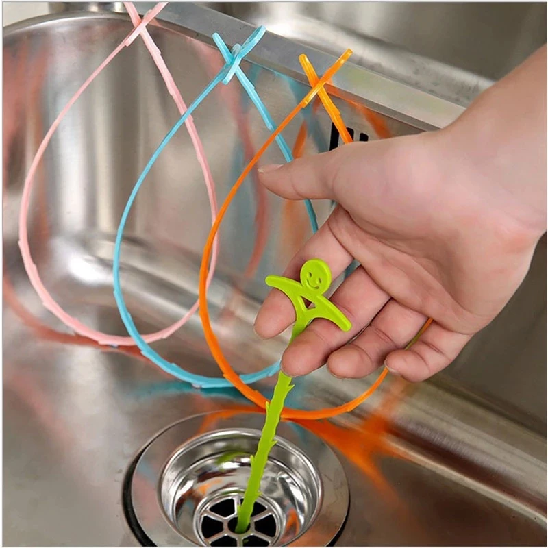 

51cm Pipe Dredging Tool Drain Clog Tool Kitchen Sink Sewer Cleaning Hook Water Sink New Drain Snake Spring Tool Random Color