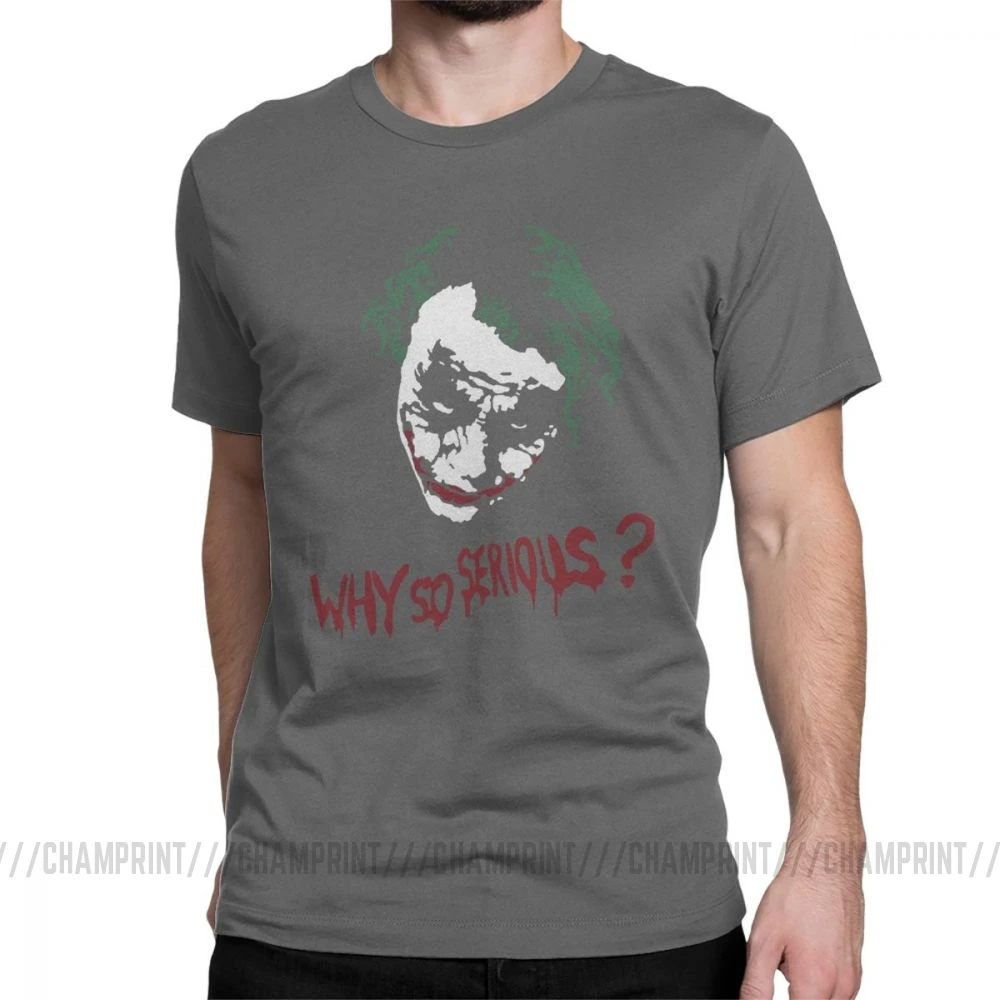 Awesome The Dark Knight Joker Why So Serious футболка отряд самоубийц Мужская футболка Gotham Harajuku футболки уличная одежда с графическим принтом Одежда - Цвет: Темно-серый