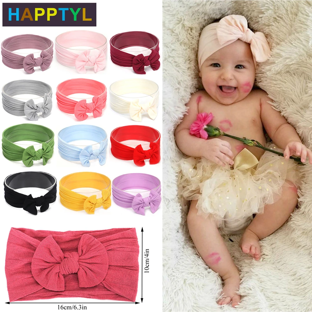 

HAPPTYL 1Pcs Baby Girl Nylon Headbands Newborn Infant Toddler Hairbands and Bows Child Hair Accessories