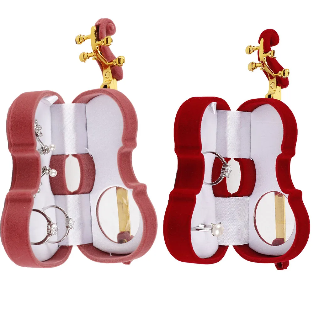 Бархатная Подарочная коробка для ювелирных изделий в форме скрипки свадебного