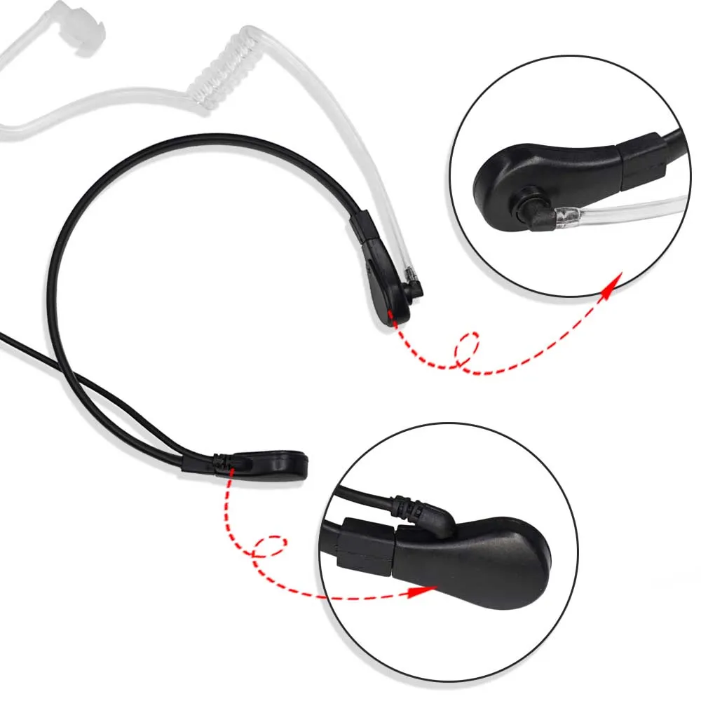 Baofeng Air Acoustic Tube наушник 2 Pin PTT K Port горла прозрачная Гарнитура Walkie Talkie наушники для
