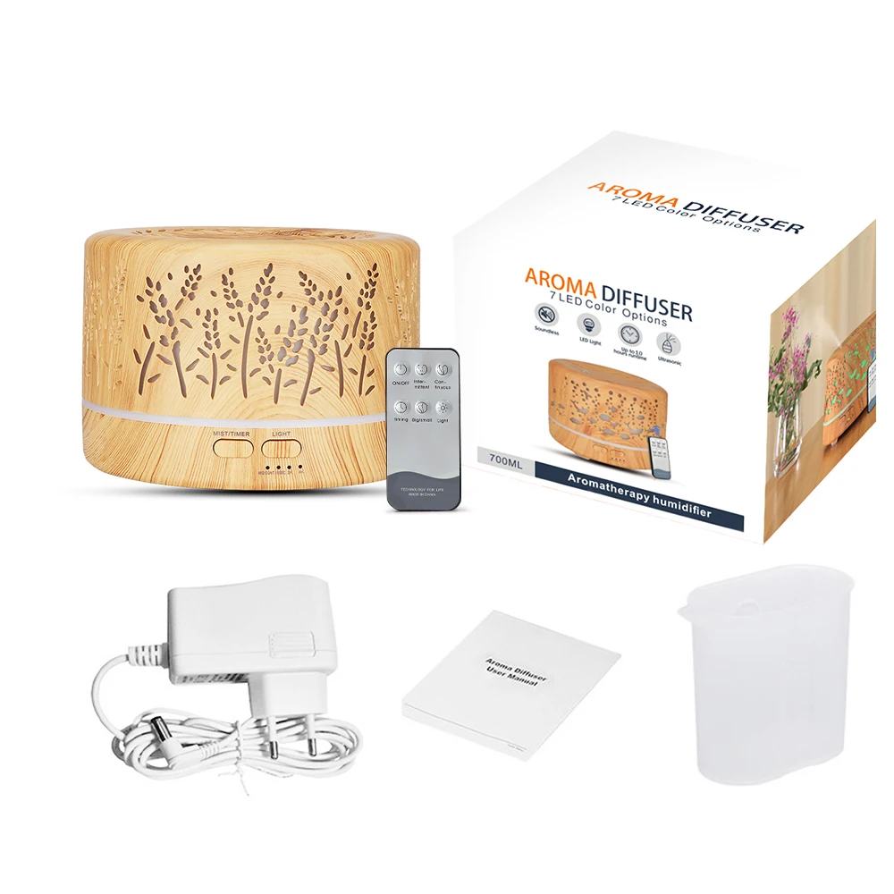 

FUNHO 700ml Remote Control Ultrasonic Electric Air Humidifier Aroma Diffuser Essential Oil Cool Mist Maker 7 LED Light Coloful