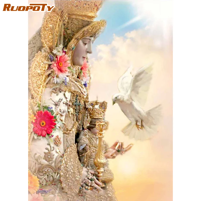 

RUOPOTY DIY Diamond Painting Portrait Cross Stitch Needlework Diamond Embroidery Pigeon Rhinestones Picture Mosaic Art Kits Hobb