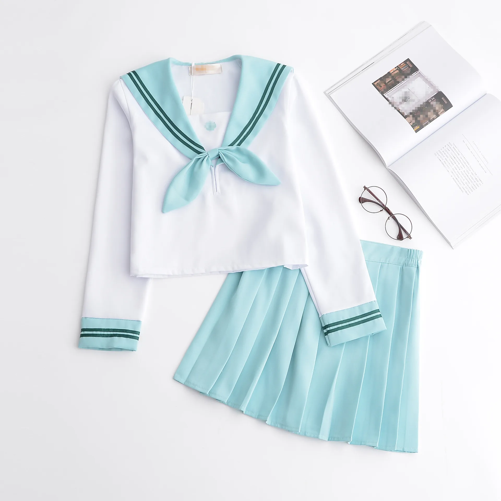 

Sakura Light Pink Japanese School Uniform Skirt JK Uniform Class Uniforms Sailor Suit College Wind Suit Female Students Uniforms