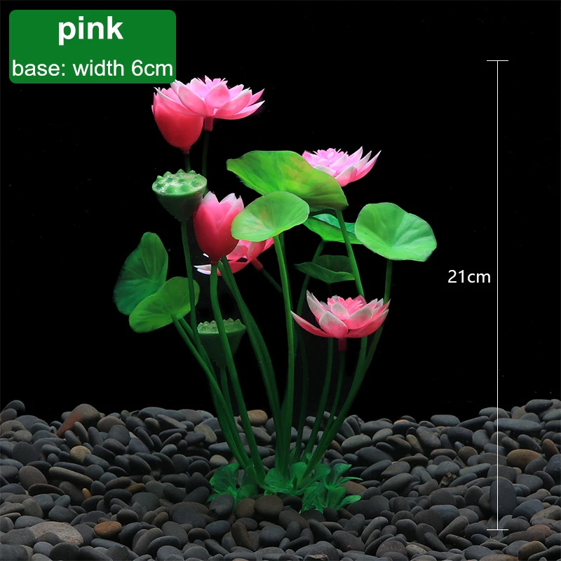 pink Пластиковый Искусственный Аквариум Растения лотоса украшение для аквариума озеленение травы цветок аквариум орнамент - Color: pink