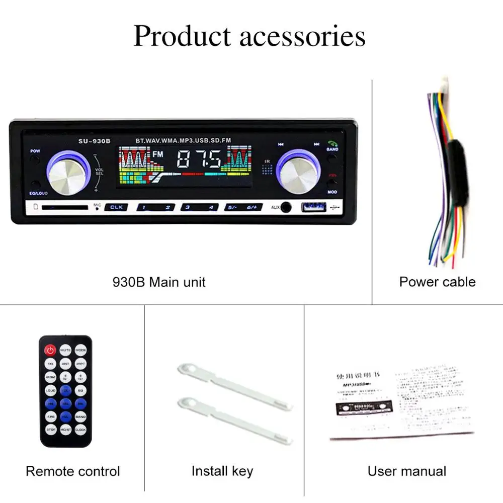 Bluetooth Авторадио Стерео радио FM Aux вход приемник SD USB 12V In-dash oto teypleri Авто 1 din