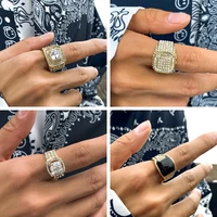 ingesight z men hip hop full iced out crystal rhinestones rings punk street gold color geometric knuckle finger rings jewelry