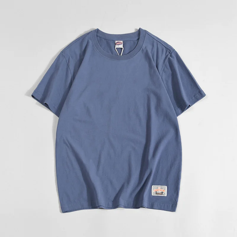 

Мужская футболка 9 цветов из чистого хлопка, Мужская футболка с коротким рукавом и круглым вырезом, базовая футболка с потертостями, повседн...