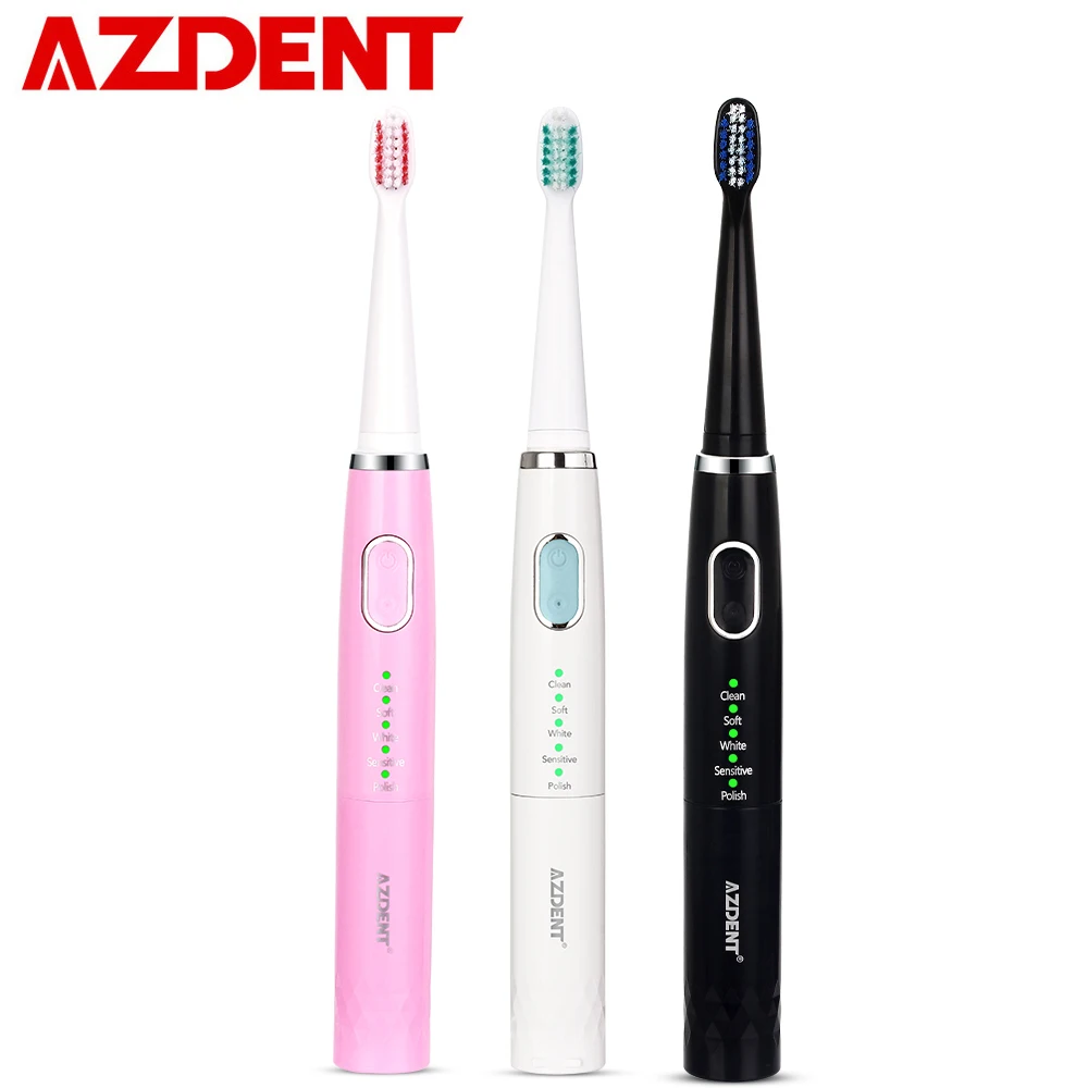 AZDENT Hot 5 Modes Sonic Electric Toothbrush for Adults+3 Replacement Head Battery Waterproof Tooth Brush Timer Dropshipping