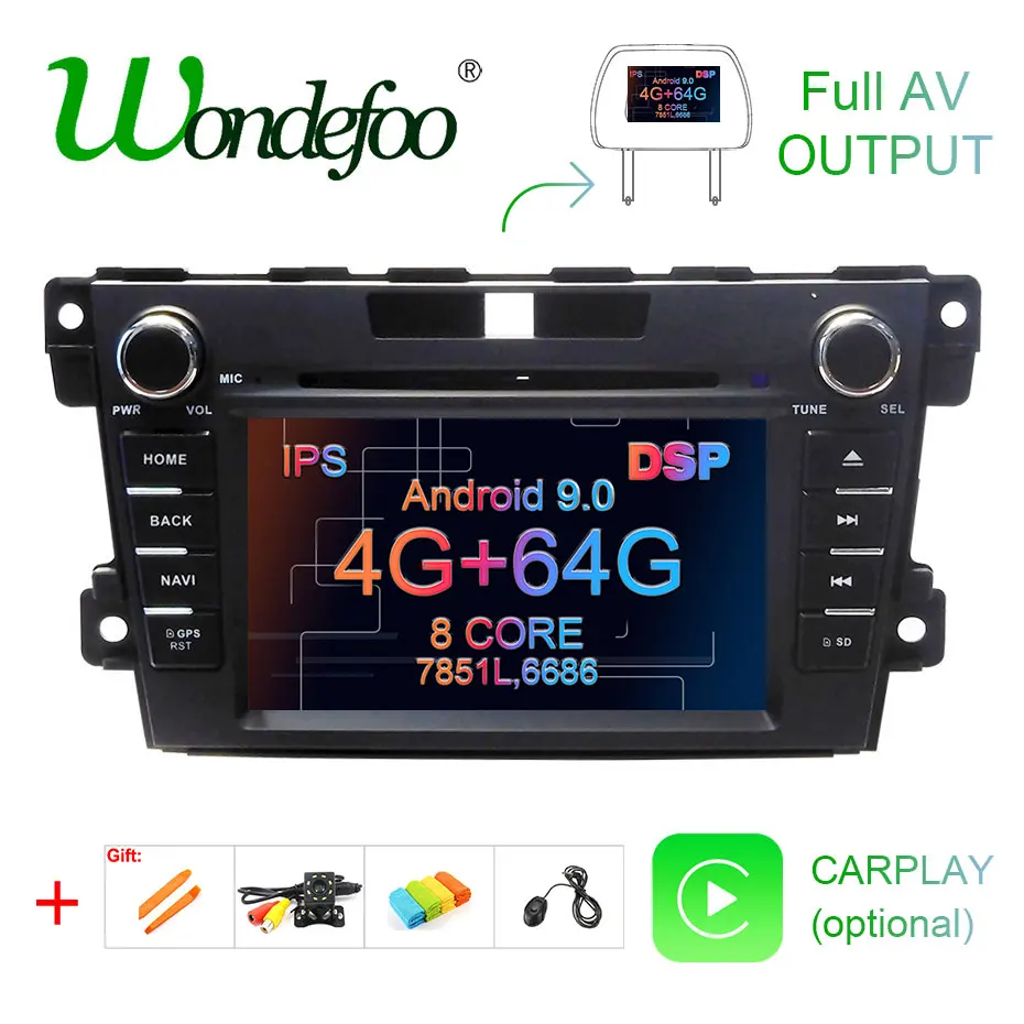 Ips экран 4G Android 9,0 DSP AV Выход автомобиля gps для mazda CX-7 CX 7 CX7 dvd-плеер радионавигационная мультимедиа аудио