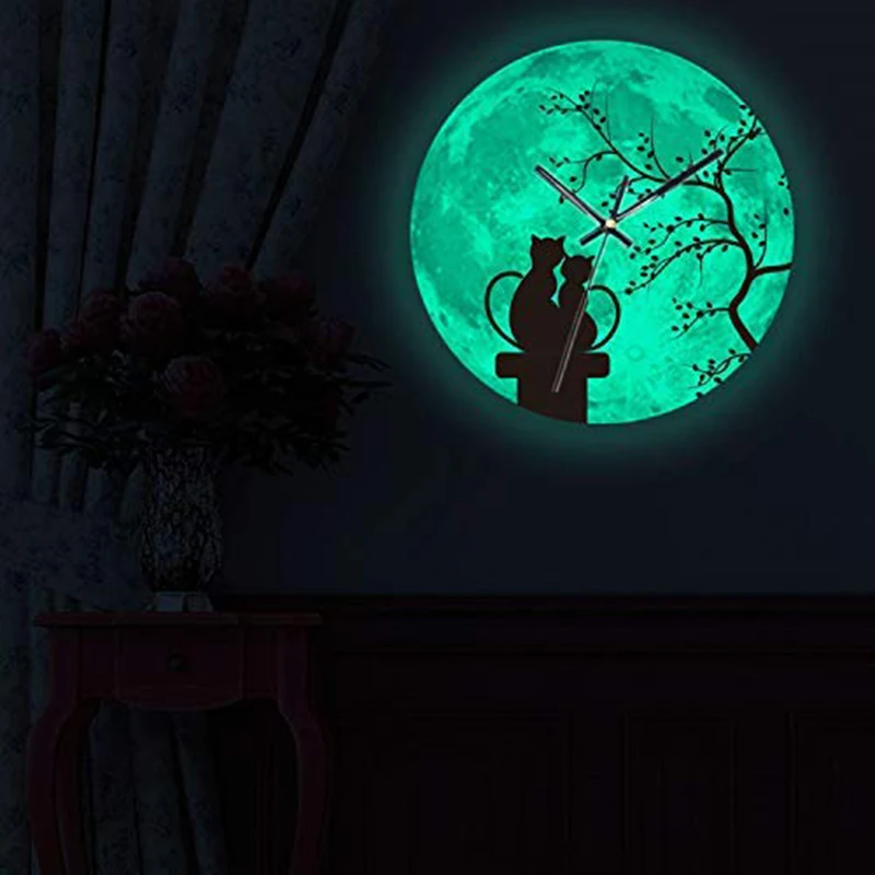 Прекрасные настенные часы светящиеся Луна светящийся лунный свет светится в