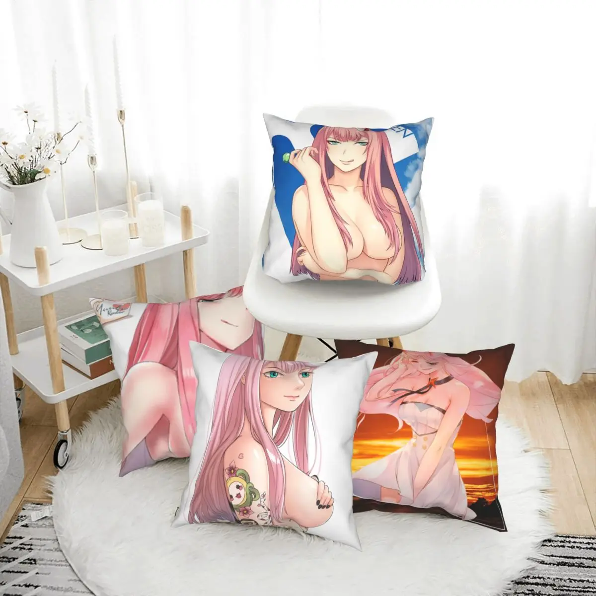 

Zero Two Pink Girl 002 Goro Hiro Pillow Case Cushion Anime Manga Body Pillow Cover Polyester Home Car Sofa Decor