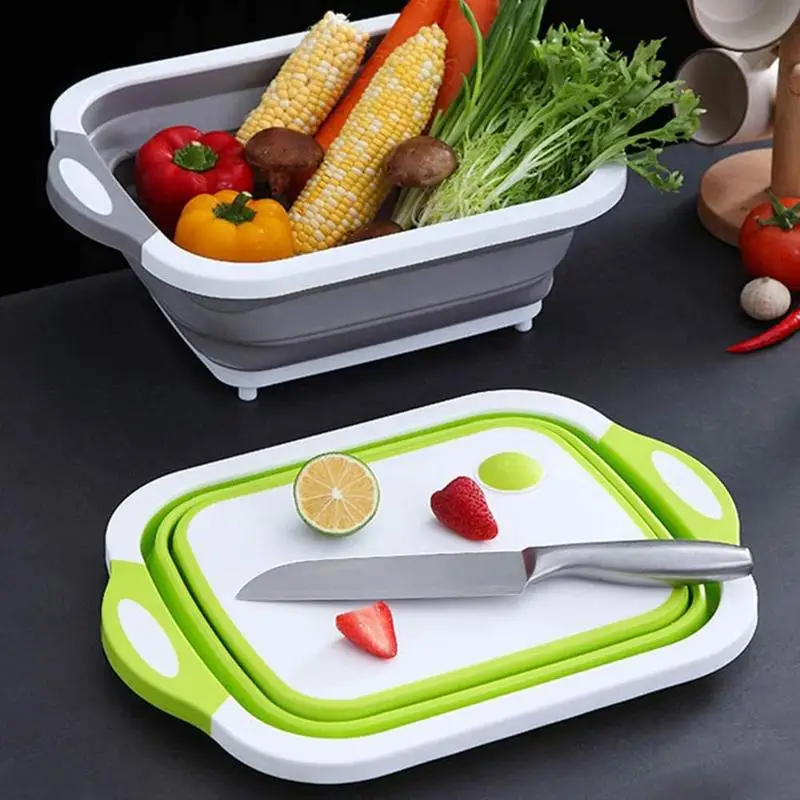 

Multifunctional Folding Cutting Board Draining Vegetable Vegetable Washing Basin Outdoor Convenient Plastic Sink Cutting Board