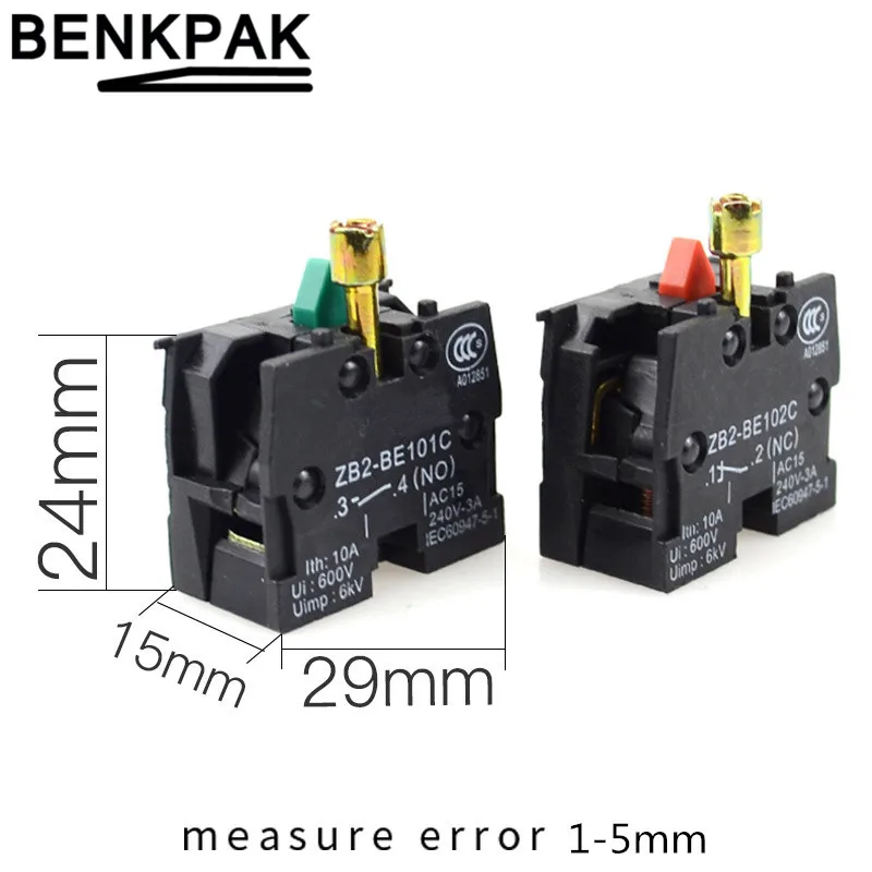 2 шт. XB2 кнопочный переключатель ZB2BE102C(NC) контактный блок ZB2-BE101C(нет