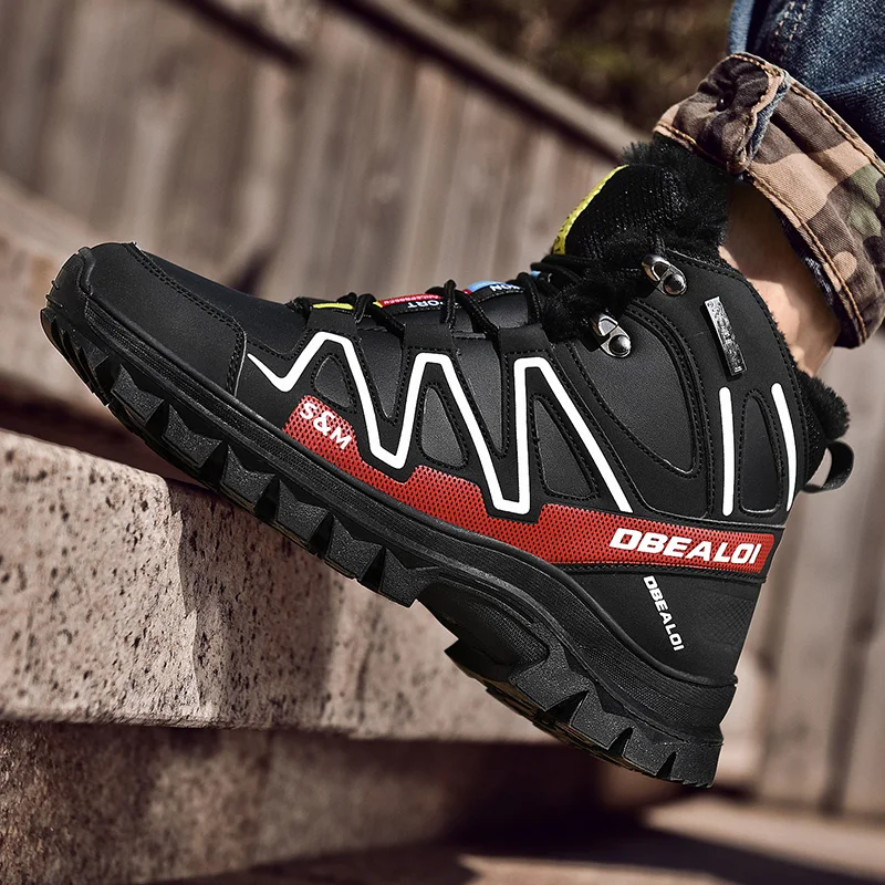 

Unisex Winter Snow Boots Trekking Hiking Boot Wear-resisitant Non-slip Men Warm Plush Lined Waterproof Outdoor Ankle Boots