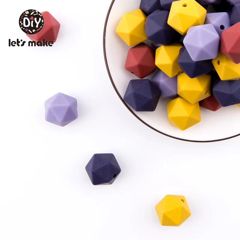 Let's make-Cuentas multifacetadas de silicona, 50 piezas, 14mm, cuentas de Color caramelo, seguro para beb&eacute;, DIY, puede masticar, collar de lactancia, mordedor para beb&eacute;-5