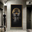 Африканское искусство, черная женщина с золотом, головной убор, холст, картины на стене, постеры и принты Африканской девушки, настенное искусство