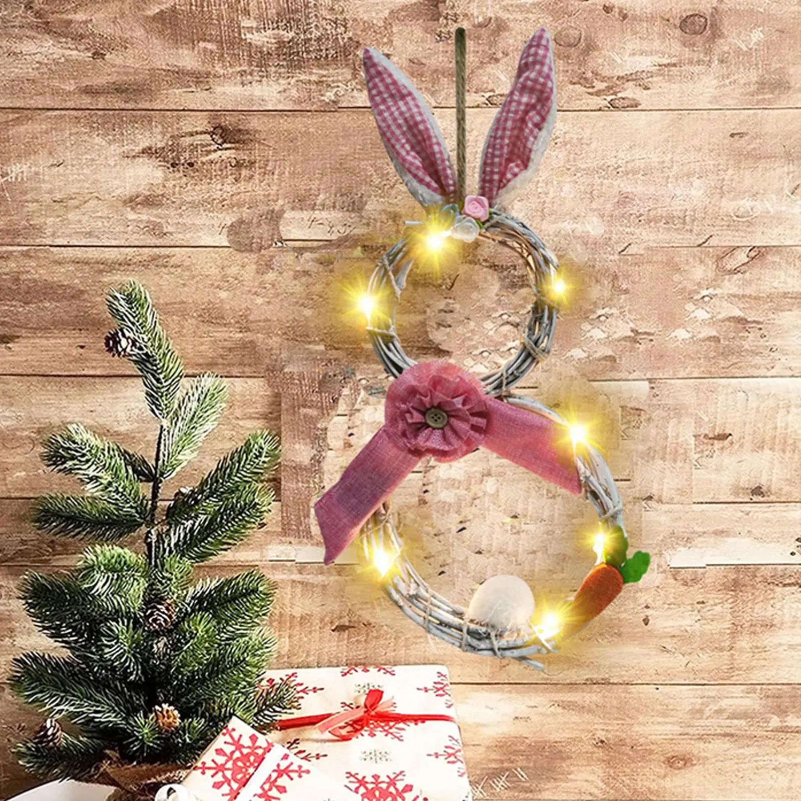 Пасхальный венок в виде зайчика или кролика декоративное светодиодный шение для