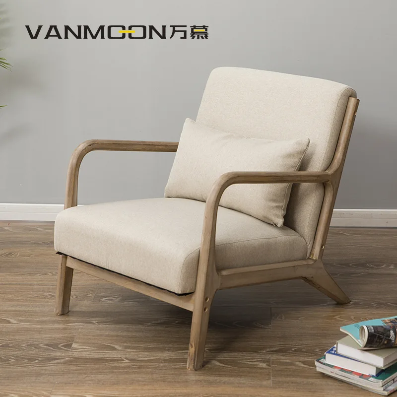 Wanmu Nordic Lazy Sofa Solid Wood Single-Seat Chair Small Apartment Simple Balcony Leisure Bedroom | Мебель