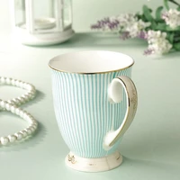 gift bone china cup mixed batch stripe series british stripe gold plated simple mug wholesale