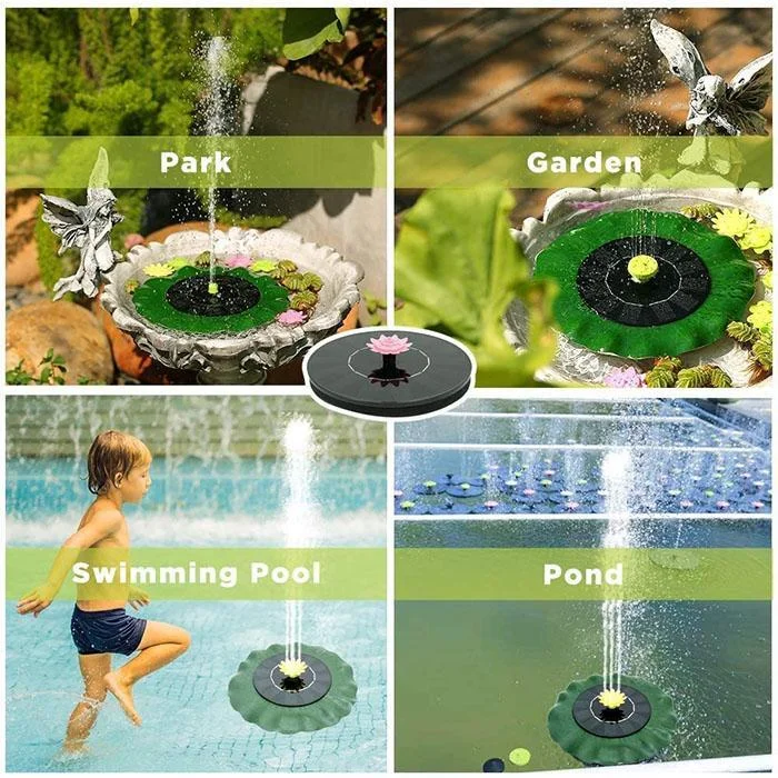 Floating Solar Fountain Garden Waterfall Pool With Solar-Battery 2.5W Panel Kit Heads Decor Dropshipping | Дом и сад