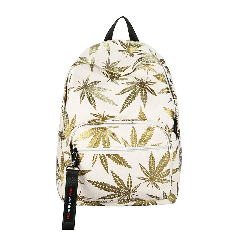 

Leaf print student sweet girl casual all-match school bag college art style boys and girls travel backpack