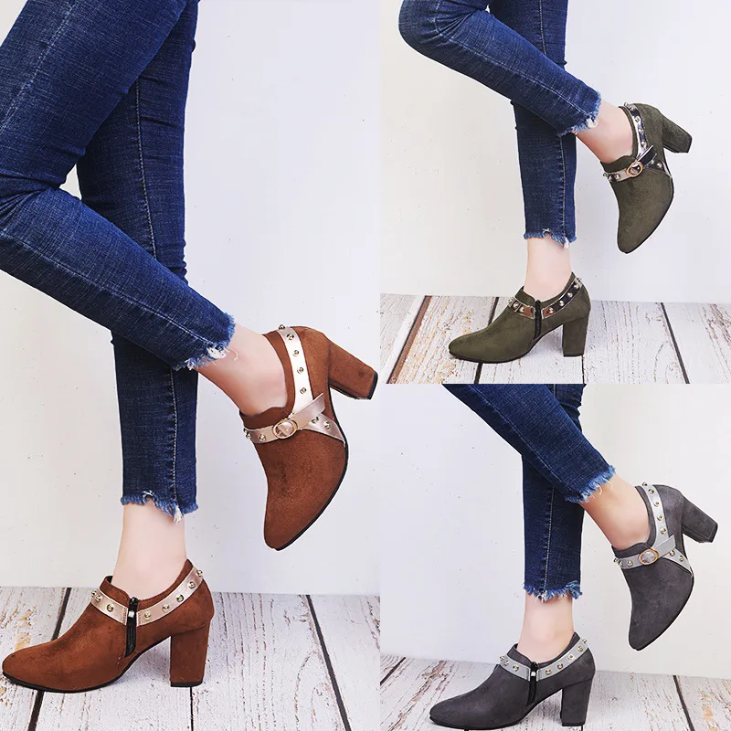 Модные новые женские осенние ботильоны Повседневные высокие винтажные короткие