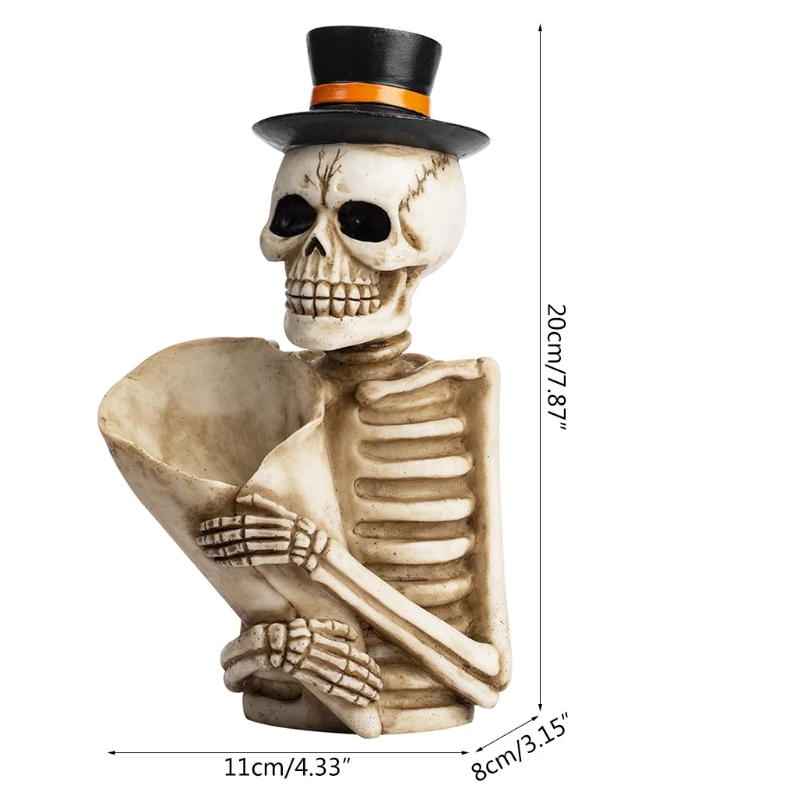 Skull Pen Holder Makeup Brush Key Resin Skeleton Desk Stationery Organizer Accessories for Home Office School | Дом и сад