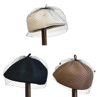 fashion french beret hat with net yarn wool winter warm for women girl lady l5yb